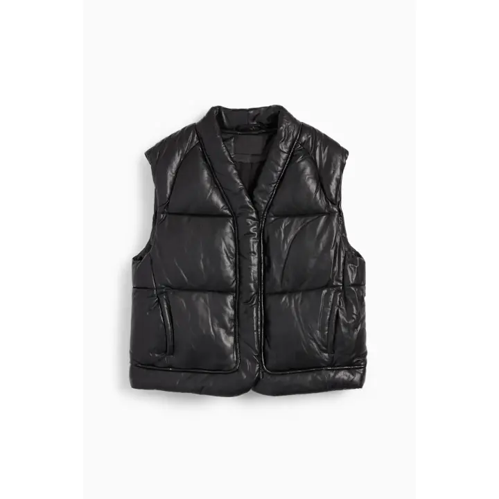 Chaleco Premium para mujer acolchado de tejido suave y brillante con dos bolsillos al bies a los lados y forro ligero Talla S | chaleco mujer ideal para vestir estilo casual - 1