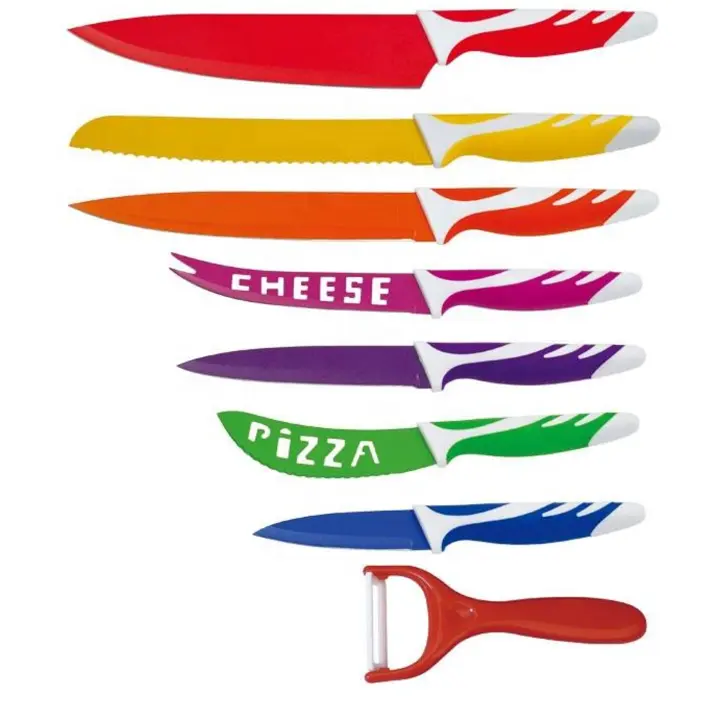 Lolek Set de 7 Cuchillos de Acero Inoxidable + Pelador de Patatas de Cerámica - 1