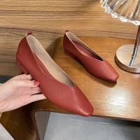 Zapatos Planos De Mujer Elegantes Y Retro Con Hebilla Mary Janes De Punta Cuadrada Rojos Para Primavera Y Otoño Con Suela Suave Y Material De Microfibra - details 9