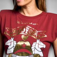 Top Rodeos Anabel Lee - Sin Mangas, Hombros Definidos y Maxi Print Foil Dorado - details 6