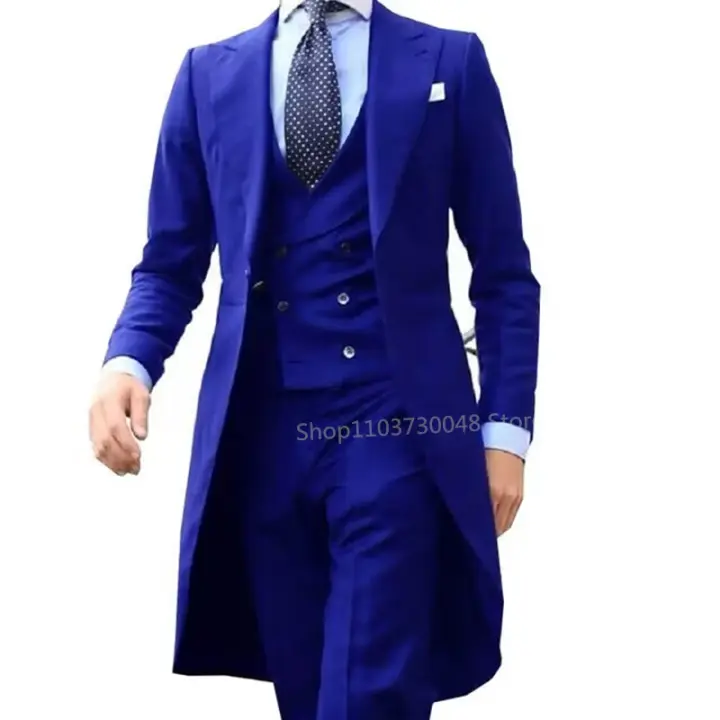 Traje Elegante Para Hombre 3 Piezas Moda Chaqueta Con Pico Solapa Sola Cierre Formales Para Boda Fiesta De Promoción (Blazer+Chaleco+Pantalones) - 1