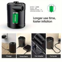 Bomba Inflable Eléctrica Inalámbrica Portátil - Doble Propósito para Piscina, Colchón de Aire y Más - Batería Recargable de 5200mAh, Negra - details 4