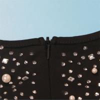 Vestido Bodycon Elegante Para Fiesta Cumpleaños Con Rhinestones Y Diamantes Mujer V-Neck Manga Larga Club Noche Navidad Polyester Spandex - details 8