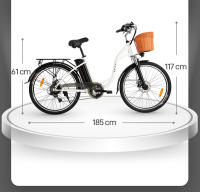 Bicicleta Eléctrica DYU C6, 350W, Velocidad Máxima de 25km/h, Batería de 36V 12.5Ah, Rango Máximo de 70km, Frenos Delanteros y Traseros con Bocina, Crucero Automático, Carga Máxima de 120kg, Shimano de 6 velocidades, Batería Extraíble - details 2