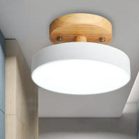Lámpara De Techo Redonda Nórdica Con Grano De Madera Luz LED Para Cocina Dormitorio Decoración De Hogar Iluminación Para Pasillo - details 2