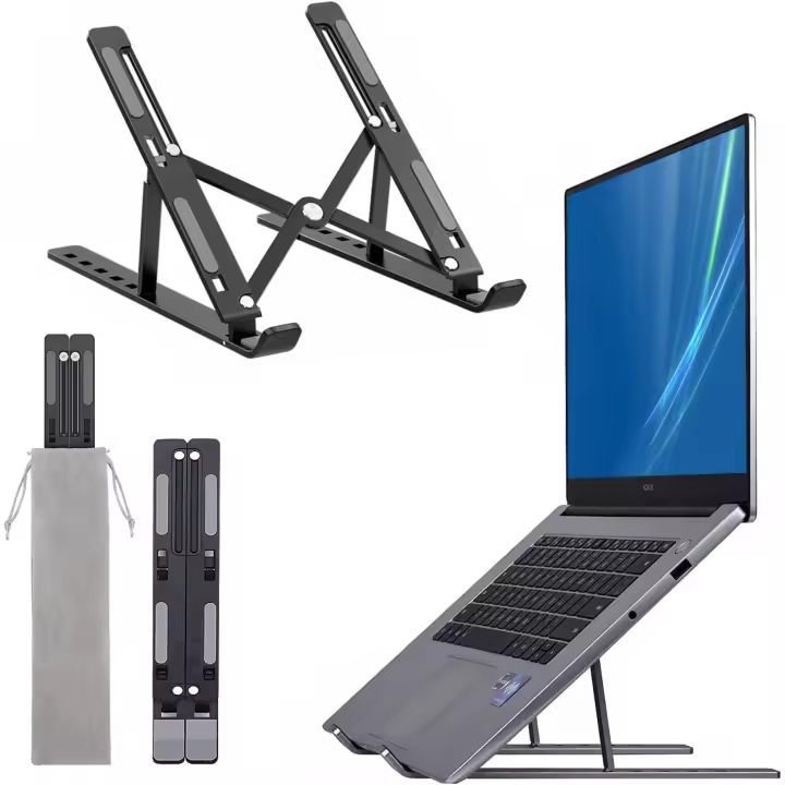 Soporte para computadora portátil, soporte para computadora portátil plegable de aluminio ventilado, soporte elevador de silicona antideslizante para computadora portátil de 10 a 17 pulgadas - 1