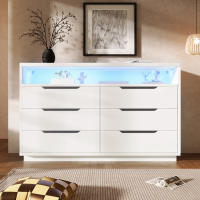Aparador, Iluminación LED y Cajonera de 6 Cajones, Compart de Almacenamiento with Patrón de Mármol, Armario Moderno para Sala de estar y Dormitorio, 120x40x85 cm - details 0
