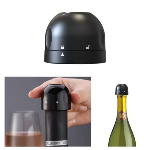 Corcho para champán/vino - Sellador al vacío - Tapón negro - 1