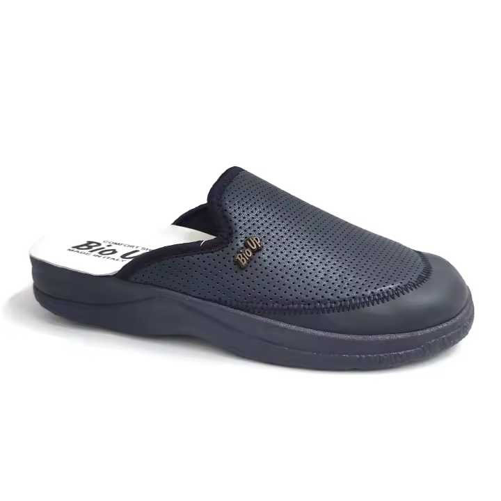 Bioup Modelo 653 Licra y Piel Marino - Plantilla Especial - Muy Cómoda - Puntera Cerrada - Elástico Ajustable - Ideal para Trabajo y Comodidad en Casa o Calle - 1