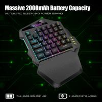 Miniteclado inalámbrico de una mano para juegos, controlador de juegos portátil retroiluminado RGB para PC, PS4, Xbox, Gamer - details 3