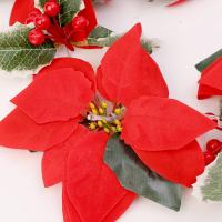 Guirnalda De Flores De Navidad LED 2M Con Poinsettia Rojas Y Hojas De Hollejo Con Led 10 Luces Pilas Incluidas Para Decoración Del Hogar - details 8