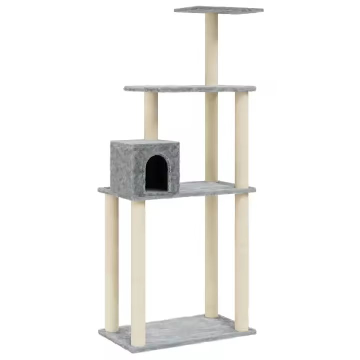 Rascador para Gatos con postes de ISAL gris Claro 147 cm - 1