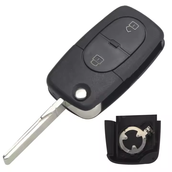  Jingyuqin Funda De Llave De Coche Con 2 Botones Para Audi A2 A3 A4 A6 A8 TT Cuchilla Desplazable Incluida Cubierta Para Llaves De Automóvil Material ABS - 1