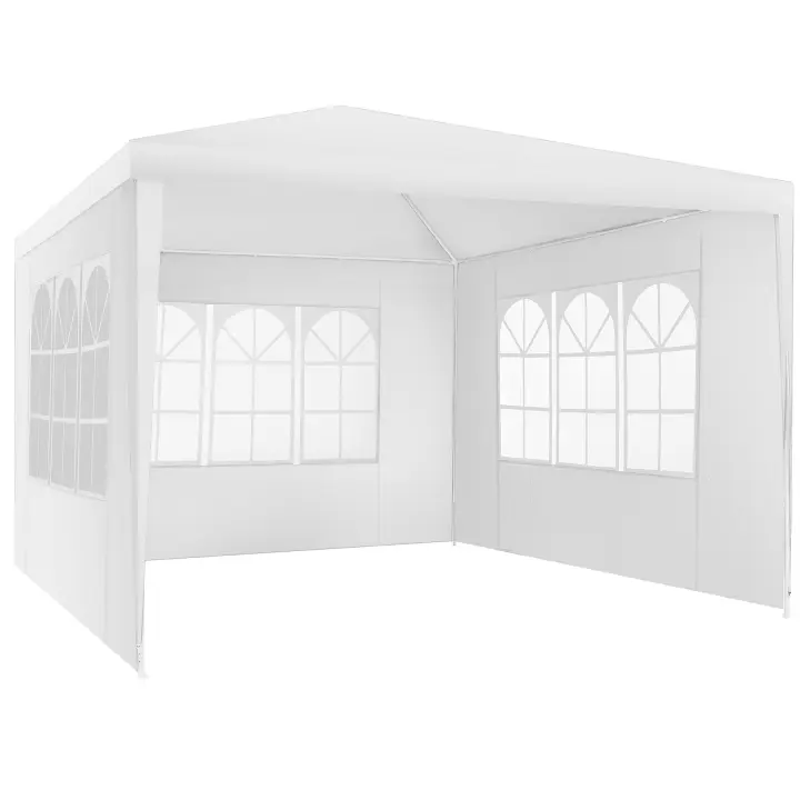 TECTAKE - Pabellón 3x3 m BARINAS con 3 laterales y resistente al agua, Versátil pabellón para fiestas en el jardín, festivales y más, 3 laterales desmontables con cierres por contacto y grandes ventanas, Estructura de acero resistente con revestimiento - 1