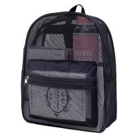Mochila De Moda Para Mujer Transparente Y Ligera Malla Pesada Para Niños Y Niñas Negro Bolsa De Hombro De Viaje - details 7