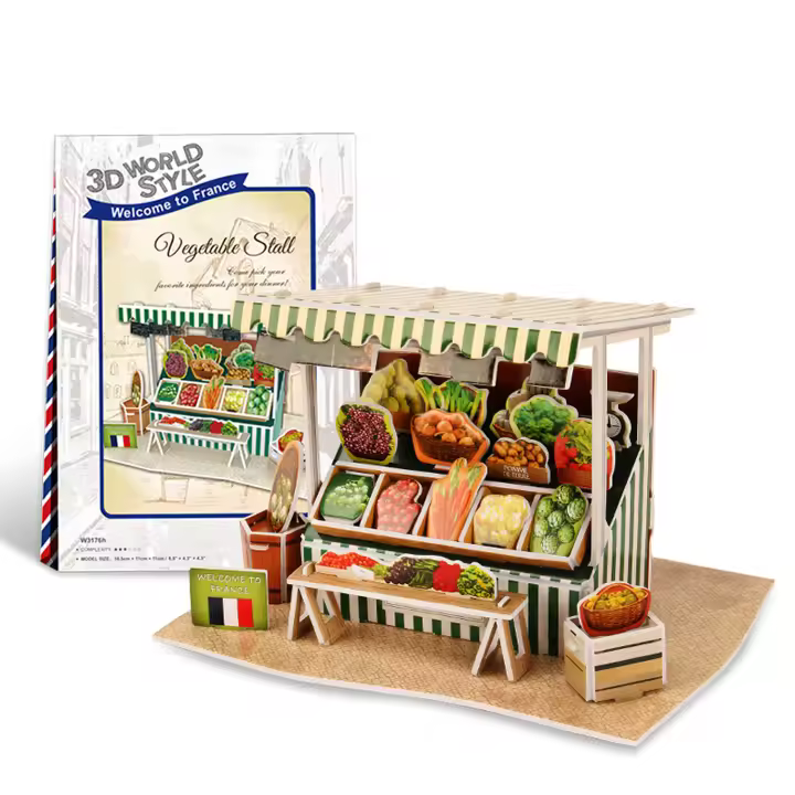 DAM. Puzle 3D WORLD STYLE FRANCIA  Puesto de Verduras tradicional 17x11x11cm. - 1