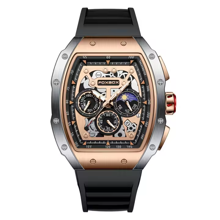 Reloj De Pulsera Militar De Lujo Para Hombre LIGE Impermeable Con Cronógrafo Deportivo Y Esfera Cuadrada De Acero Inoxidable Y Correa De Silicona - 1
