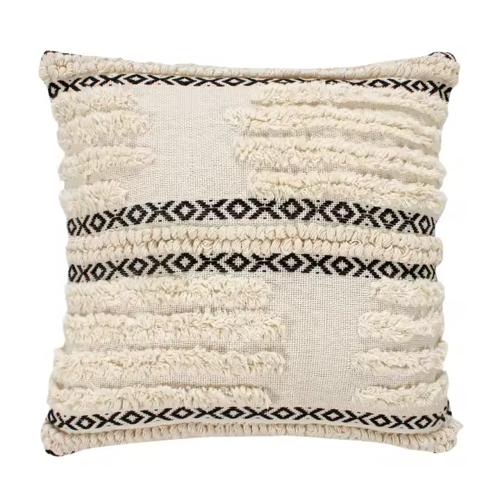 CAPRILO REGALOS & DECORACIÓN Cojín Decorativo de Algodón "Bohemio con Cenefas". Adornos. Decoración del Hogar. Regalos Originales. Textil. 45 x 45 x 12 cm - 1