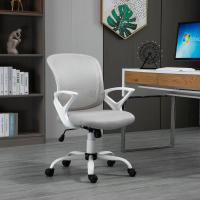Vinsetto Silla de Oficina Silla de Escritorio de Malla Transpirable Basculante con Altura Ajustable Asiento Giratorio 360° y Soporte Lumbar 61x61x89-99 cm Gris - details 1