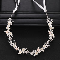 Diadema De Flores Y Hojas Para Mujer Boda Con Cristales Y Perlas Accesorios De Cabello Para Novia Adorno Para El Cabello Adulto - details 2