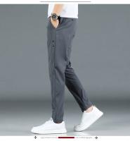 Pantalones Casuales Para Hombre De Seda Helada Verano Negro Gris Delgados Negocios Casual Elasticidad Transpirables Rectos Deportivos - details 5