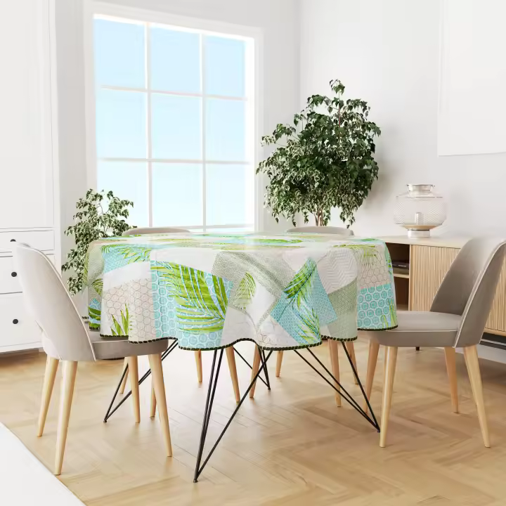 NQT Mantel de Mesa Redonda Hule Impermeable y Antimancha de multi tamaño y multi diseño - 1