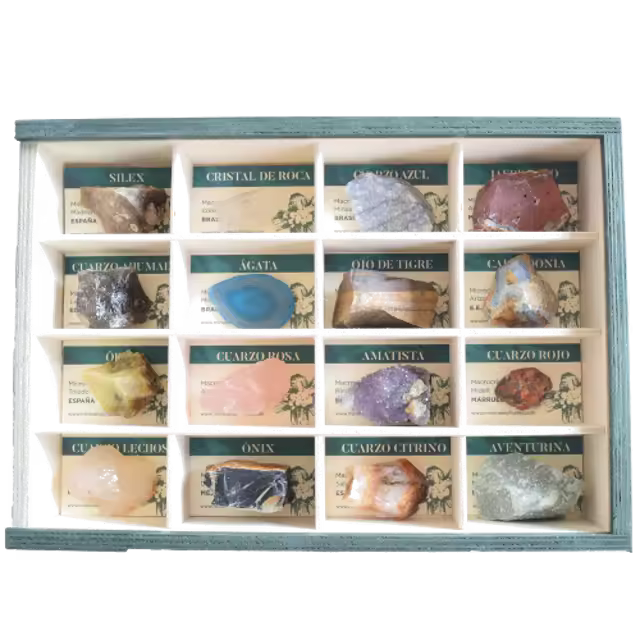 Minerales y Fósiles Nano Colección de 16 Minerales de Cuarzo - 1