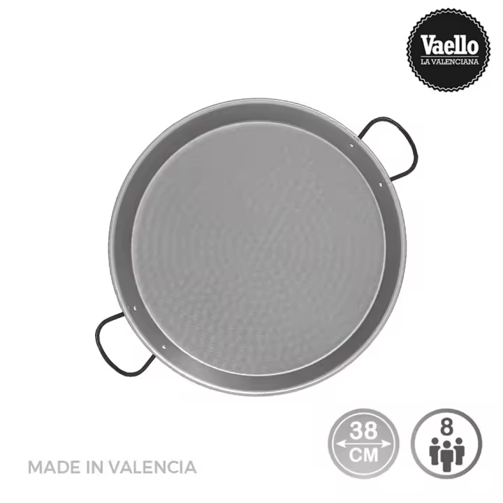 Paellera tradicional acero pulido ø38cm  (8 personas). vaello - 1