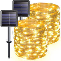 1Pack De Luces De Cadena Solar Con 100/200 LED Para Exteriores Impermeables Con 8 Modos Luz De Navidad Para Árbol Bodas Y Fiestas Decorativas - details 9