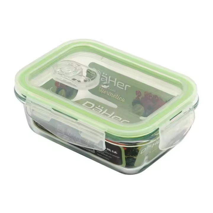 Recipiente hermético de cristal con válvula activa 400ml, rectangular - 1