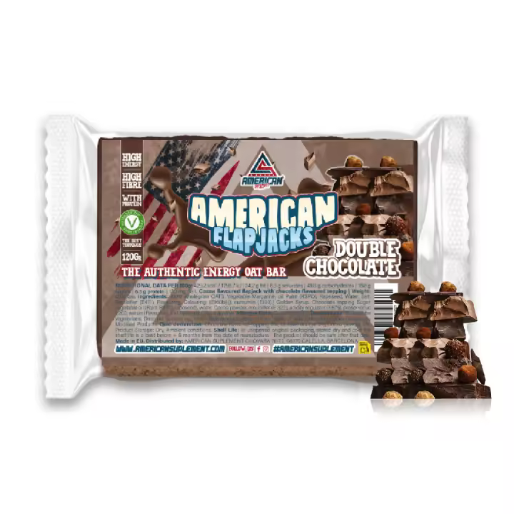 Barritas de avena Flap Jacks  - Caja de 24 unidades - 120gr cada barrita - Energía y Proteína - Barritas Sustitutivas Comida - Apto para Vegetarianos - Marca AS American Suplement - 1