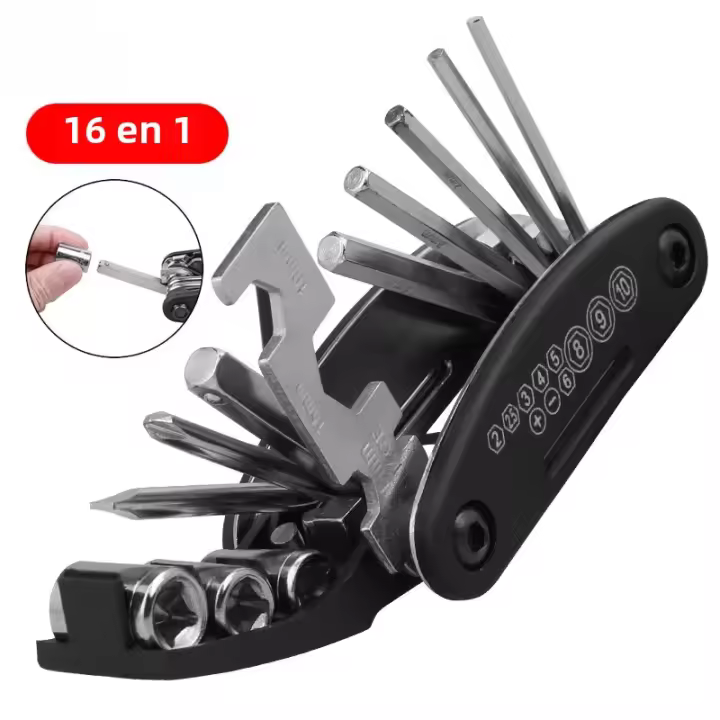 Kit De Herramientas De Reparación De Bicicleta X-TIGER 16 En 1 Multiherramienta Con Palas Para Neumáticos De Bicicleta Llave De Hexagonal Y Métrica - 1