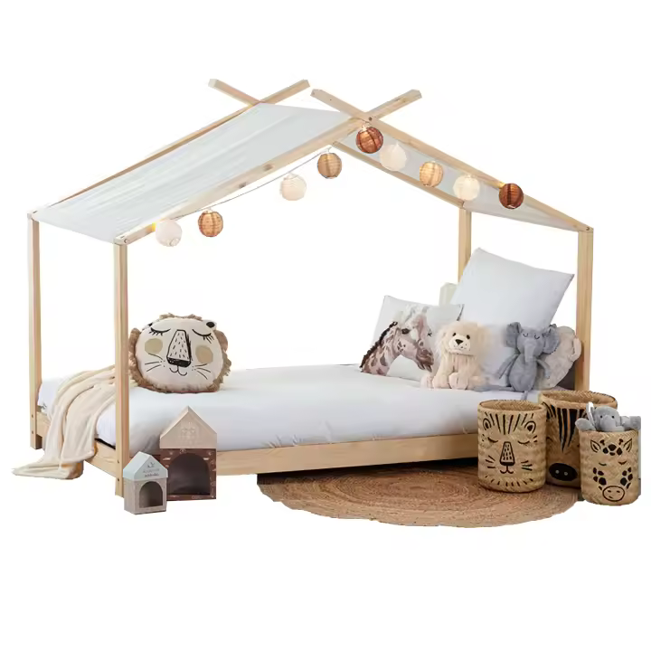 Miroytengo Cama Juvenil Infantil Tienda de Campaña Ilian Blanco y Roble 90x190 cm - 1