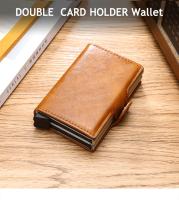 Porta Tarjetas De Crédito De Fibra De Carbono Para Hombres Doble Protección Anti RFID Funda De Monedero Metálico Minimalista Para Negocios Regalo - details 0