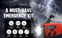 Radio de mano con manivela y indoor LED para Emergencias, Radio meteorológica portátil AM/FM NOAA with Cargador de teléfono Power Bank de 2000 mAh, Carga USB y Energía Solar para camping, Emergencias - details 0