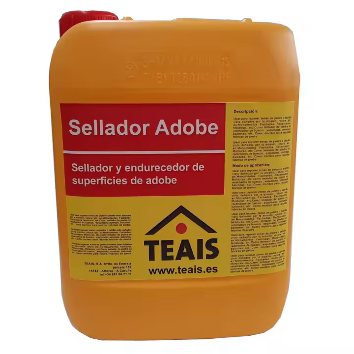 Sellador para Adobe TEAIS, Consolidante y Endurecedor Superficial para Restauración de Paredes, 5L, Transpirable y No Tóxico - 1