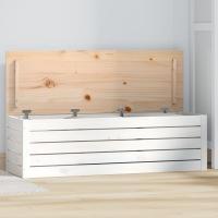 vidaXL Caja de almacenaje madera maciza de pino 109x36,5x33 cm en color Blanco/Natural - details 0