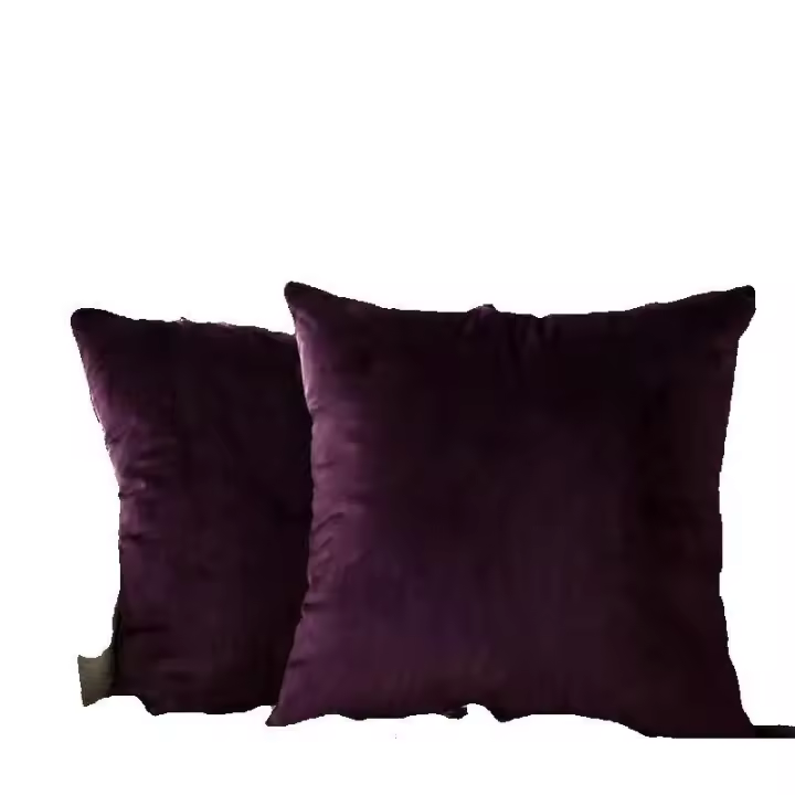 Paquete de 2 piezas, terciopelo suave cuadrado funda de cojín de asiento de coche 18x18 pulgadas (sin relleno) berenjena púrpura - 1