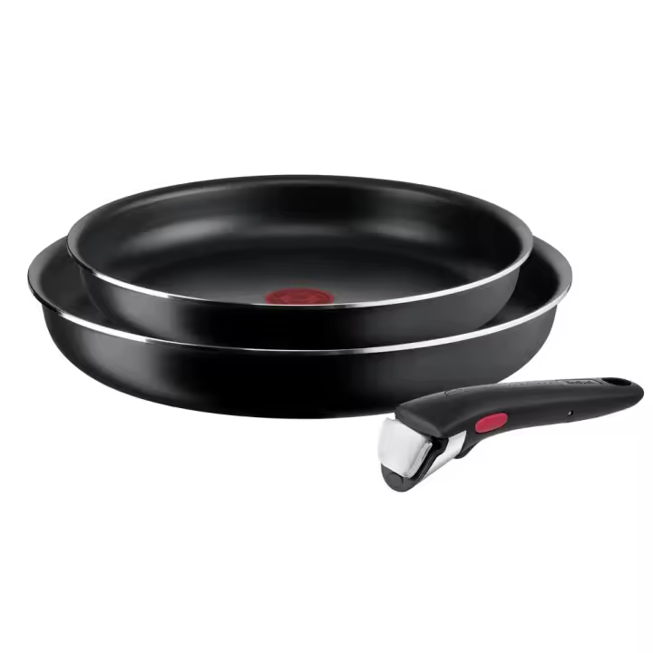 Tefal Ingenio Easy Cook N Clean kit de 2 piezas 22/26 cm apilables, revestimiento antiadherente seguro, indicador de calor, base difusora, no apto para inducción, fácil limpieza, fabricado en Francia, L1549023 - 1