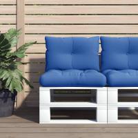 vidaXL Cojines para palets 2 unidades tela estampado de hojas en color Diseño de hojas/Azul/Azul real y más | acolchados duraderos para sofás de jardín terraza exterior - details 2