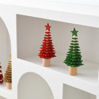 Adorno Navideño De Madera En Forma De Copina Con 10 Capas Miniárea De Árbol De Navidad Decoración De Fiesta Y Hogar - details 1