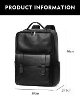 Mochila Para Hombre De Cuero Genuino Grande Capacidad Con Bolsillo Para Portátil De 15.6 Pulgadas Diseño Moda Múltiples Bolsillos Bolsa Escolar - details 11