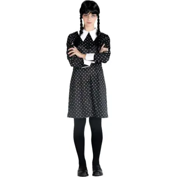 Peluca De Miércoles Addams Para Adultos – Accesorio Oficial De La Familia Addams, Color Negro, 100% PET