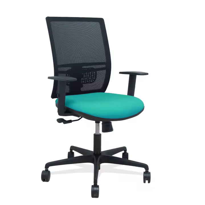 Silla Yunquera sincro malla negra bali turquesa brazo regulable - 1