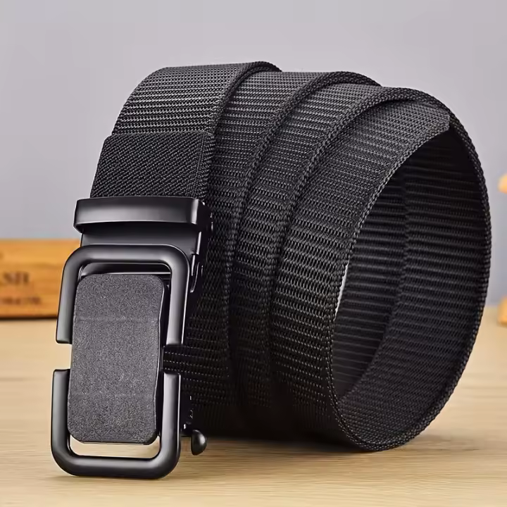 Cinturón Para Hombre Con Hebilla Automática Imitación De Tela De Nylon Para Actividades Al Aire Libre Y Trabajo Estilo Casual - 1