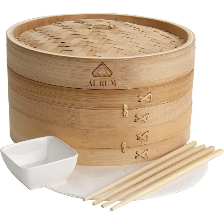 Aurum® Vaporera Bambu, Vaporera Cocinar Vapor, Vaporera De Bambu, Vaporera Cocinar Vapor Bambu, Vaporera De Bambú, Bamboo Steamer, Cocer Al Vapor, Cocedor Al Vapor, Cocina Vapor - 1