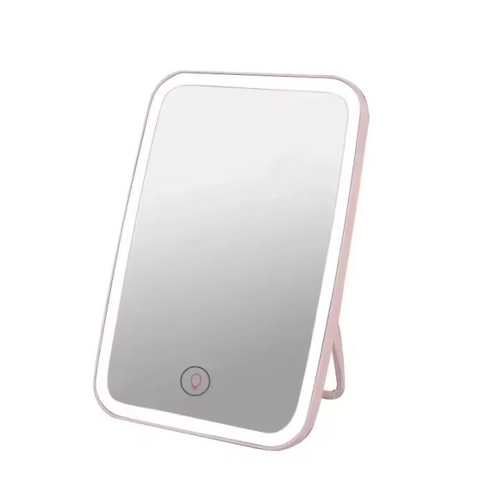 Espejo De Maquillaje LED Con Base Plegable Portátil Iluminación En 3 Colores Espejo Cosmético Cuadrado Regalos Para Mujeres - 1