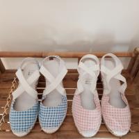 Alpargatas ANIMS con cuña de yute modelo SEVILLA en cuadros VICHY- Estilo y comodidad para tus pies - VEGANO - Disponible también en marrón con lunares rojos - details 2