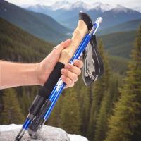 Palo De Camuflaje Ultraligero De Fibra De Carbono Plegable Para Senderismo Y Camping 5 Secciones Manija De Goma Y Madera - details 1