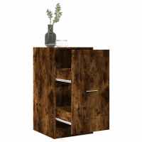 vidaXL Armario botiquín madera de ingeniería 40x41x77,5 cm en color Blanco/Marrón roble/Roble ahumado y más | almacenamiento funcional diseño moderno para baño dormitorio sala - details 2